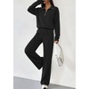 image:imagePRETTYGARDEN Womens Lounge Sets 2 Piece Outfits Sweatsuits  Half Zip Pullover Sweatshirts Wide Leg Pants Pockets Matching Workout Tracksuits Airport Travel Resort Wear Fall ClothesBlack