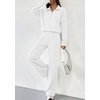 image:imagePRETTYGARDEN Womens Lounge Sets 2 Piece Outfits Sweatsuits  Half Zip Pullover Sweatshirts Wide Leg Pants Pockets Matching Workout Tracksuits Airport Travel Resort Wear Fall ClothesWhite