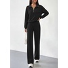 image:imagePRETTYGARDEN Womens Lounge Sets 2 Piece Outfits Sweatsuits  Half Zip Pullover Sweatshirts Wide Leg Pants Pockets Matching Workout Tracksuits Airport Travel Resort Wear Fall ClothesBlack