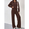 image:imagePRETTYGARDEN Womens Lounge Sets 2 Piece Outfits Sweatsuits  Half Zip Pullover Sweatshirts Wide Leg Pants Pockets Matching Workout Tracksuits Airport Travel Resort Wear Fall ClothesBrown