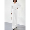 image:imagePRETTYGARDEN Womens Lounge Sets 2 Piece Outfits Sweatsuits  Half Zip Pullover Sweatshirts Wide Leg Pants Pockets Matching Workout Tracksuits Airport Travel Resort Wear Fall ClothesWhite