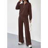 image:imagePRETTYGARDEN Womens Lounge Sets 2 Piece Outfits Sweatsuits  Half Zip Pullover Sweatshirts Wide Leg Pants Pockets Matching Workout Tracksuits Airport Travel Resort Wear Fall ClothesBrown