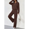 image:imagePRETTYGARDEN Womens Lounge Sets 2 Piece Outfits Sweatsuits  Half Zip Pullover Sweatshirts Wide Leg Pants Pockets Matching Workout Tracksuits Airport Travel Resort Wear Fall ClothesBrown
