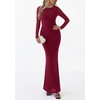 image:imagePRETTYGARDEN Womens Mesh Long Sleeve Bodycon Maxi Dress  Fall Wedding Guest Dresses Boat Neck Slim Fitted Elegant Evening Wear Formal Cocktail Holiday Party Date Night OutfitsBurgundy