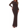 image:imagePRETTYGARDEN Womens Mesh Long Sleeve Bodycon Maxi Dress  Fall Wedding Guest Dresses Boat Neck Slim Fitted Elegant Evening Wear Formal Cocktail Holiday Party Date Night OutfitsBrown