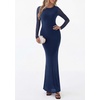 image:imagePRETTYGARDEN Womens Mesh Long Sleeve Bodycon Maxi Dress  Fall Wedding Guest Dresses Boat Neck Slim Fitted Elegant Evening Wear Formal Cocktail Holiday Party Date Night OutfitsRoyal Blue