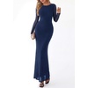image:imagePRETTYGARDEN Womens Mesh Long Sleeve Bodycon Maxi Dress  Fall Wedding Guest Dresses Boat Neck Slim Fitted Elegant Evening Wear Formal Cocktail Holiday Party Date Night OutfitsRoyal Blue