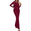 image:imagePRETTYGARDEN Womens Mesh Long Sleeve Bodycon Maxi Dress  Fall Wedding Guest Dresses Boat Neck Slim Fitted Elegant Evening Wear Formal Cocktail Holiday Party Date Night OutfitsBurgundy