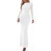 image:imagePRETTYGARDEN Womens Mesh Long Sleeve Bodycon Maxi Dress  Fall Wedding Guest Dresses Boat Neck Slim Fitted Elegant Evening Wear Formal Cocktail Holiday Party Date Night OutfitsWhite