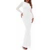 image:imagePRETTYGARDEN Womens Mesh Long Sleeve Bodycon Maxi Dress  Fall Wedding Guest Dresses Boat Neck Slim Fitted Elegant Evening Wear Formal Cocktail Holiday Party Date Night OutfitsWhite