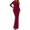 image:imagePRETTYGARDEN Womens Mesh Long Sleeve Bodycon Maxi Dress  Fall Wedding Guest Dresses Boat Neck Slim Fitted Elegant Evening Wear Formal Cocktail Holiday Party Date Night OutfitsBurgundy