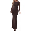 image:imagePRETTYGARDEN Womens Mesh Long Sleeve Bodycon Maxi Dress  Fall Wedding Guest Dresses Boat Neck Slim Fitted Elegant Evening Wear Formal Cocktail Holiday Party Date Night OutfitsBrown