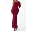 image:imagePRETTYGARDEN Womens Mesh Long Sleeve Bodycon Maxi Dress  Fall Wedding Guest Dresses Boat Neck Slim Fitted Elegant Evening Wear Formal Cocktail Holiday Party Date Night OutfitsBurgundy