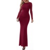 image:imagePRETTYGARDEN Womens Mesh Long Sleeve Bodycon Maxi Dress  Fall Wedding Guest Dresses Boat Neck Slim Fitted Elegant Evening Wear Formal Cocktail Holiday Party Date Night OutfitsBurgundy