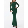 image:imagePRETTYGARDEN Womens Mesh Long Sleeve Bodycon Maxi Dress  Fall Wedding Guest Dresses Boat Neck Slim Fitted Elegant Evening Wear Formal Cocktail Holiday Party Date Night OutfitsGreen