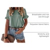 image:imagePRETTYGARDEN Womens Short Sleeve Casual T Shirts Cute Ruffle Summer Tops  Round Neck Loose Fit Basic Tee Shirt Business Casual Dressy Blouses Plain Work Tops 2026 Trendy ClothesGreen