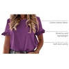 image:imagePRETTYGARDEN Womens Short Sleeve Casual T Shirts Cute Ruffle Summer Tops  Round Neck Loose Fit Basic Tee Shirt Business Casual Dressy Blouses Plain Work Tops 2026 Trendy ClothesDark Purple