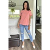 image:imagePRETTYGARDEN Womens Short Sleeve Casual T Shirts Cute Ruffle Summer Tops  Round Neck Loose Fit Basic Tee Shirt Business Casual Dressy Blouses Plain Work Tops 2026 Trendy ClothesCoral Pink