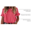 image:imagePRETTYGARDEN Womens Short Sleeve Casual T Shirts Cute Ruffle Summer Tops  Round Neck Loose Fit Basic Tee Shirt Business Casual Dressy Blouses Plain Work Tops 2026 Trendy ClothesWatermelon Red