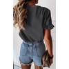 image:imagePRETTYGARDEN Womens Short Sleeve Casual T Shirts Cute Ruffle Summer Tops  Round Neck Loose Fit Basic Tee Shirt Business Casual Dressy Blouses Plain Work Tops 2026 Trendy ClothesDark Grey