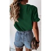 image:imagePRETTYGARDEN Womens Short Sleeve Casual T Shirts Cute Ruffle Summer Tops  Round Neck Loose Fit Basic Tee Shirt Business Casual Dressy Blouses Plain Work Tops 2026 Trendy ClothesDark Green