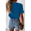 image:imagePRETTYGARDEN Womens Short Sleeve Casual T Shirts Cute Ruffle Summer Tops  Round Neck Loose Fit Basic Tee Shirt Business Casual Dressy Blouses Plain Work Tops 2026 Trendy ClothesRoyal Blue