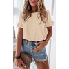 image:imagePRETTYGARDEN Womens Short Sleeve Casual T Shirts Cute Ruffle Summer Tops  Round Neck Loose Fit Basic Tee Shirt Business Casual Dressy Blouses Plain Work Tops 2026 Trendy ClothesApricot