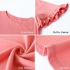 image:imagePRETTYGARDEN Womens Short Sleeve Casual T Shirts Cute Ruffle Summer Tops  Round Neck Loose Fit Basic Tee Shirt Business Casual Dressy Blouses Plain Work Tops 2026 Trendy ClothesCoral Pink
