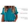 image:imagePRETTYGARDEN Womens Short Sleeve Casual T Shirts Cute Ruffle Summer Tops  Round Neck Loose Fit Basic Tee Shirt Business Casual Dressy Blouses Plain Work Tops 2026 Trendy ClothesPeacock Blue