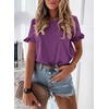 image:imagePRETTYGARDEN Womens Short Sleeve Casual T Shirts Cute Ruffle Summer Tops  Round Neck Loose Fit Basic Tee Shirt Business Casual Dressy Blouses Plain Work Tops 2026 Trendy ClothesDark Purple