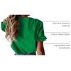 image:imagePRETTYGARDEN Womens Short Sleeve Casual T Shirts Cute Ruffle Summer Tops  Round Neck Loose Fit Basic Tee Shirt Business Casual Dressy Blouses Plain Work Tops 2026 Trendy ClothesGrass Green