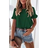 image:imagePRETTYGARDEN Womens Short Sleeve Casual T Shirts Cute Ruffle Summer Tops  Round Neck Loose Fit Basic Tee Shirt Business Casual Dressy Blouses Plain Work Tops 2026 Trendy ClothesDark Green