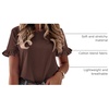 image:imagePRETTYGARDEN Womens Short Sleeve Casual T Shirts Cute Ruffle Summer Tops  Round Neck Loose Fit Basic Tee Shirt Business Casual Dressy Blouses Plain Work Tops 2026 Trendy ClothesCoffee