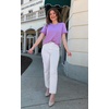 image:imagePRETTYGARDEN Womens Short Sleeve Casual T Shirts Cute Ruffle Summer Tops  Round Neck Loose Fit Basic Tee Shirt Business Casual Dressy Blouses Plain Work Tops 2026 Trendy ClothesPurple