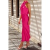 image:imagePRETTYGARDEN Womens Summer Satin Maxi Cocktail Dress  Silk FabricSleeveless Mock NeckFit and FlareAsymmetrical Long DressesElegant FormalWedding Guest PartyCruise OutfitsRose Red