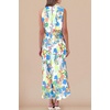image:imagePRETTYGARDEN Womens Summer Satin Maxi Cocktail Dress  Silk FabricSleeveless Mock NeckFit and FlareAsymmetrical Long DressesElegant FormalWedding Guest PartyCruise OutfitsPrint Multicolored