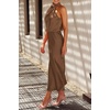 image:imagePRETTYGARDEN Womens Summer Satin Maxi Cocktail Dress  Silk FabricSleeveless Mock NeckFit and FlareAsymmetrical Long DressesElegant FormalWedding Guest PartyCruise OutfitsKhaki