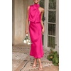 image:imagePRETTYGARDEN Womens Summer Satin Maxi Cocktail Dress  Silk FabricSleeveless Mock NeckFit and FlareAsymmetrical Long DressesElegant FormalWedding Guest PartyCruise OutfitsRose Red