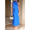 image:imagePRETTYGARDEN Womens Summer Satin Maxi Cocktail Dress  Silk FabricSleeveless Mock NeckFit and FlareAsymmetrical Long DressesElegant FormalWedding Guest PartyCruise OutfitsBrilliant Blue