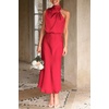 image:imagePRETTYGARDEN Womens Summer Satin Maxi Cocktail Dress  Silk FabricSleeveless Mock NeckFit and FlareAsymmetrical Long DressesElegant FormalWedding Guest PartyCruise OutfitsRed