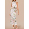 image:imagePRETTYGARDEN Womens Summer Satin Maxi Cocktail Dress  Silk FabricSleeveless Mock NeckFit and FlareAsymmetrical Long DressesElegant FormalWedding Guest PartyCruise OutfitsPrint White