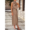 image:imagePRETTYGARDEN Womens Summer Satin Maxi Cocktail Dress  Silk FabricSleeveless Mock NeckFit and FlareAsymmetrical Long DressesElegant FormalWedding Guest PartyCruise OutfitsChampagne