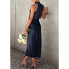 image:imagePRETTYGARDEN Womens Summer Satin Maxi Cocktail Dress  Silk FabricSleeveless Mock NeckFit and FlareAsymmetrical Long DressesElegant FormalWedding Guest PartyCruise OutfitsDark Navy
