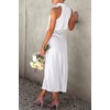 image:imagePRETTYGARDEN Womens Summer Satin Maxi Cocktail Dress  Silk FabricSleeveless Mock NeckFit and FlareAsymmetrical Long DressesElegant FormalWedding Guest PartyCruise OutfitsWhite