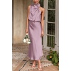 image:imagePRETTYGARDEN Womens Summer Satin Maxi Cocktail Dress  Silk FabricSleeveless Mock NeckFit and FlareAsymmetrical Long DressesElegant FormalWedding Guest PartyCruise OutfitsDusty Pink