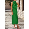 image:imagePRETTYGARDEN Womens Summer Satin Maxi Cocktail Dress  Silk FabricSleeveless Mock NeckFit and FlareAsymmetrical Long DressesElegant FormalWedding Guest PartyCruise OutfitsBright Green