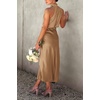image:imagePRETTYGARDEN Womens Summer Satin Maxi Cocktail Dress  Silk FabricSleeveless Mock NeckFit and FlareAsymmetrical Long DressesElegant FormalWedding Guest PartyCruise OutfitsLight Khaki