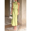 image:imagePRETTYGARDEN Womens Summer Satin Maxi Cocktail Dress  Silk FabricSleeveless Mock NeckFit and FlareAsymmetrical Long DressesElegant FormalWedding Guest PartyCruise OutfitsTender Green