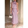 image:imagePRETTYGARDEN Womens Summer Satin Maxi Cocktail Dress  Silk FabricSleeveless Mock NeckFit and FlareAsymmetrical Long DressesElegant FormalWedding Guest PartyCruise OutfitsDusty Pink