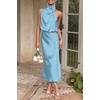 image:imagePRETTYGARDEN Womens Summer Satin Maxi Cocktail Dress  Silk FabricSleeveless Mock NeckFit and FlareAsymmetrical Long DressesElegant FormalWedding Guest PartyCruise OutfitsLight Blue